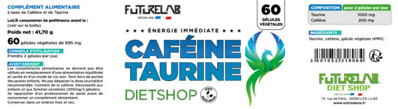 CAFÉINE + TAURINE 2 ETIQUETTE CAFEINE TAURINE 200 x 55