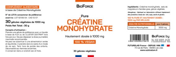 CRÉATINE MONOHYDRATE 1000 4 Etiquette MULTIPLE BIOFORCE 160x524 1
