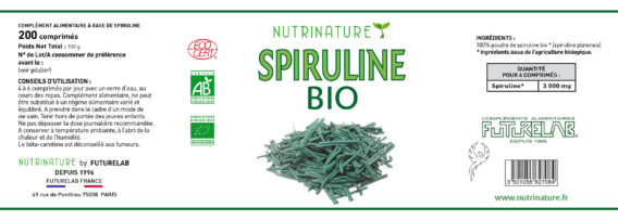 Etiquette SPIRULINE BIO BD