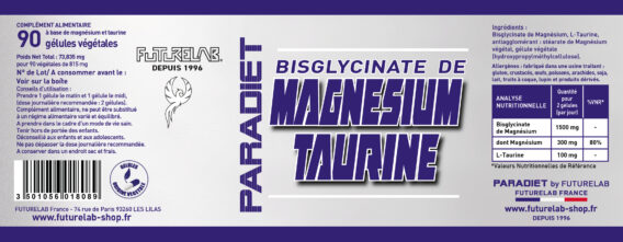 etiquette argent MAGNESIUM TAURINE 180x70 mm