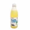 Blanc d'œuf liquide dans une bouteille en plastique, étiquette blanche et bleue indiquant “BLANC D’OEUF LIQUIDE” avec logo et informations nutritionnelles.