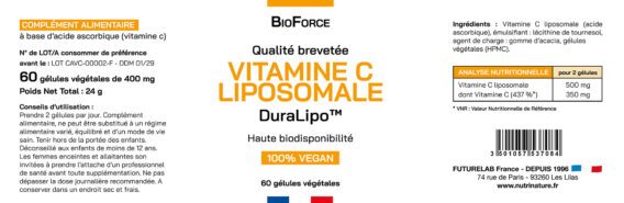 VITAMINE C LIPOSOMALE DuraLipoTM 4 Etiquette VIT C LIPO DURALIPO BIOFORCE 160x52 1