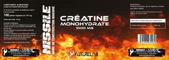 CRÉATINE MONOHYDRATE 1000 2 ETIQUETTE CREATINE gelules