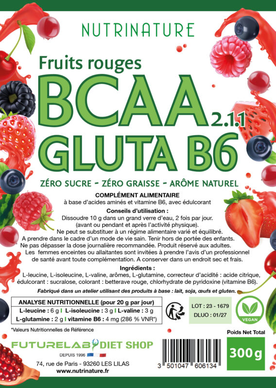 BCAA GLUTA B6 (poudre) 2 sachet BCAA GLUTA B6 NUTRINATURE FR