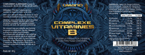 COMPLEXE VITAMINES B 2 ETIQUETTE 185x7 UMANO B COMPLEX