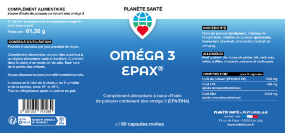 Oméga-3 EPAX® : huile de poisson pure pour cerveau et cœur 3 ETIQUETTE PLANETE SANTE EPAX