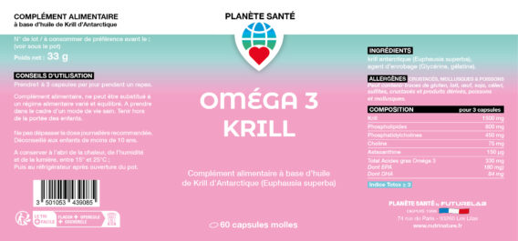 OMÉGA 3 KRILL 2 ETIQUETTE PLANETE SANTE KRILL