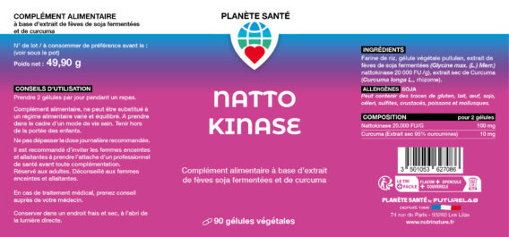 NATTOKINASE 2 ETIQUETTE PLANETE SANTE NATTO