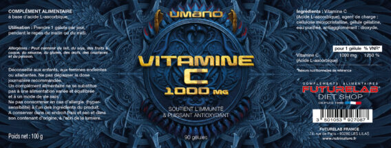VITAMINE C 1000 mg 2 ETIQUETTE 185x7 UMANO VIT C